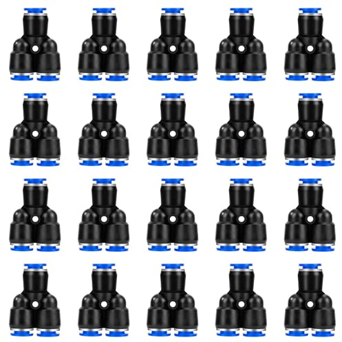 QIMEI-SHOP Conectores Neumáticos 6mm Conexiones Neumáticas en Y Enchufe Rapido de Manguera de Aire Comprimido Accesorios para Herramientas Neumáticas 20 Piezas