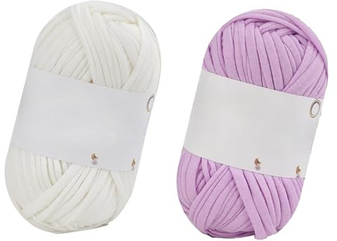 Confezione da 2 Filati di Filato per Maglieria per Borse, Filato per Uncinetto per Fodere per Cuscini, Filato Super Morbido,Filato Leggero e Voluminoso per Principianti e Bambini.