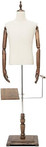 LIUSP Männliche Schaufensterpuppe, Torso, Körperbüste, Modellpuppe mit flexiblen Armen, für Schuhe, Hosen, Schneiderpuppe, Kleidungsdisplay, Beige