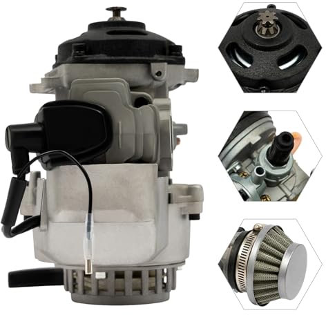 49CC Mini Motorrad Motor 2-Takt Einzylinder Motor 1.9KW max Leistung für Pocket Bike Kinderquad Dirt Bike mit Elektronischem Zündsystem und Handstartfunktion