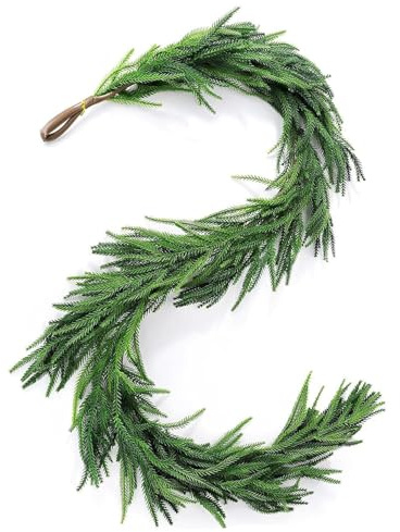 Weihnachtsgirlande 1.8M Künstliche Norfolk Pine Girlande Weihnachten aus PVC Weihnachten Deko für Innen Kamin Treppe Wand Tür Außen Aussen Balkon (1)