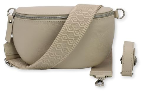 Brise Art SAHEL Damen Bauchtasche Echtleder Handgefertigt Crossbody Bag | Damen Umhängetasche, Echtes Leder, Schultertasche mit Ledergurt & wahlweise gemustertem Riemen, 2 Fächer, Made in Italy