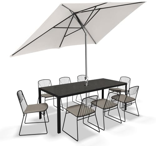 Jaxguom 200x300CM Sonnenschirm Rechteckig Beige Gartenschirm Terrassenschirm Sonnenschutz Sonnenschirm Kippbar Großschirm für Balkon,Terrasse,Garten