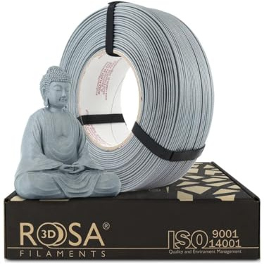 ROSA3D PLA CF Filament 1.75 mm für 3D Drucker, PLA Filament mit Carbon Fiber, Grau mit Matt Finish, Refill 1 kg Stone Cold Gray