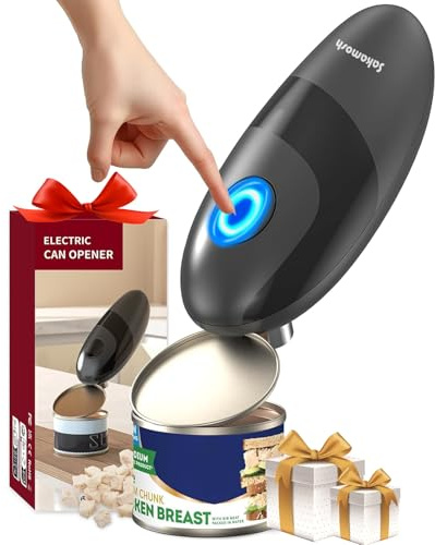 SAKAMOSH Electric Can Opener Smooth Edge, Battery Operated Kitchen Can Opener for Seniors with Arthritis, One Touch Side Cut Fits Most Can Sizes, Left-handed Friendly, Ideal Holiday Gift