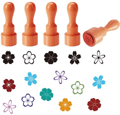 AHANDMAKER 5 Stile Blumen Dekorationsstempel Muster Mini Ei Stempel Aus Holz Einzigartige Designs Eier Zeichenstempel Für Scrapbooking Kartenherstellung Planer Aufkleber