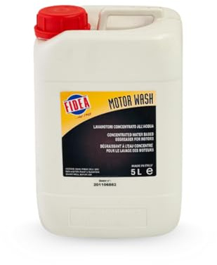 FIDEA MOTOR WASH ECO CLEANER – Lavamotori Professionale a Base d’Acqua – Sgrassatore Concentrato per Pulizia Motori Auto, Moto, Barche – Sicuro su Guarnizioni, Plastica, Leghe Leggere, Officina - 5 LT