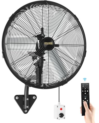 Ventilador de Pared Exterior 60 cm con Mando a Distancia, Ventilador Industrial Oscilante de 4 Velocidades, Motor DC Sin Escobillas, Resistente al Agua, para Garaje, Almacén, Fábrica, Taller, Terraza