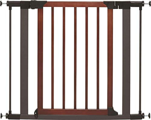 MidWest Homes for Pets - Cancello per animali domestici alto 73,6 cm, struttura in grafite testurizzata e porta decorativa in legno, si espande fino a 96,5 cm di larghezza, con estensioni di 7,6 cm