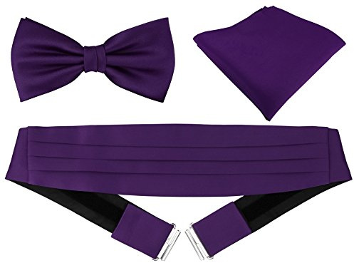 TigerTie kummerbund införingsduk satin fluga i enfärgat uni – skärpa bindel