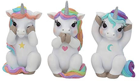 Nemesis Now Ensemble de Figurines Trois Cutiecorns de la Sagesse, Blanc, 9,5 cm