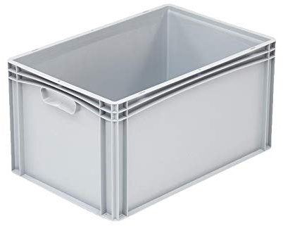 Allpax Euronorm Stapelbehälter Industrie (grau) - 600 x 400 x 320 mm - Handgriffe geschlossen - 64,5 Liter - stapelbar, recyclebar - Verschiedene Ausführungen und Größen