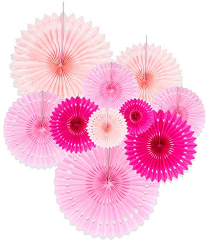 Himeand Ensemble d'éventuels boules en nid d'abeille Himeland Rosace Papier, Décoration de Baptême Rose, Deco Communion Eventail pour Mariage Anniversaire Fête Baby Shower Baptême Maison,Lot de 10