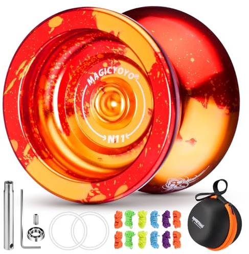 MAGICYOYO N11 Responsive Yoyo Professionelles JoJo für Kinder | Metall-Yo-Yo mit unempfindlichem Jo-Jo Lager für fortgeschrittene Spieler + Yo-Yo-Lager-Kit + 12 JoJo-Schnüre + Jo Jo-Tasche