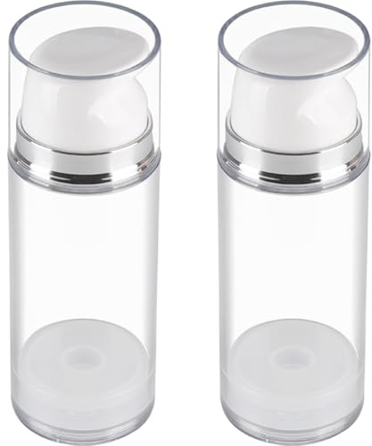 minkissy 2pcs Airless Vacuum Pump Bottle Refillable Travel Container for Cream Lotion Essential Oils Easy Press Design for Skincare and Makeup