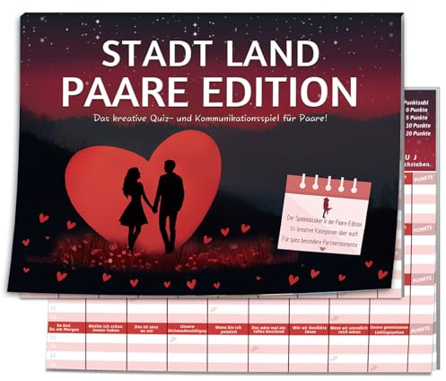 Stadt Land Paare Edition Spiel, Geschenk Valentinstag für sie ihn , Valentinstagsgeschenk Hochzeitstag Jahrestag Geschenk für Männer Frauen Freund, das Liebe ich an dir Kartenspiel, Partner Paarzeit