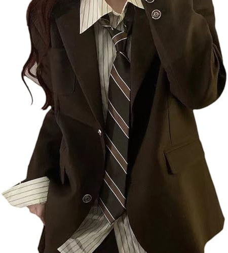 WYLZLKX Cravatta Vintage a Righe per Donne e Uomini - Stile Giapponese Casual Versatile - Accessori per Camicie - Marrone Caffè