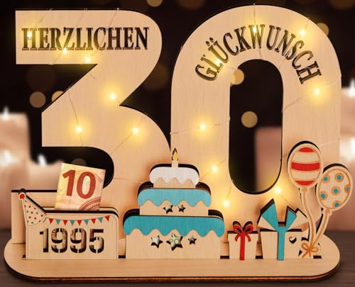 packra 30 Geldgeschenke Geburtstag,30 Geburtstag Geschenk Mädchen & Jungen,Holz-Schild Gästebuch,30 Geburtstag Deko,Personalisierbares Geschenk