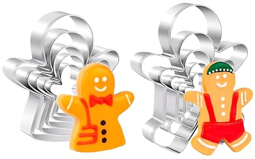 Gingerbread Man Cookie Cutter, 10-Piece Set for Baking, Includes 5 Male and 5 Female Shapes, Perfect for Christmas and Halloween Cookie Decorations, DIY Party Crafts