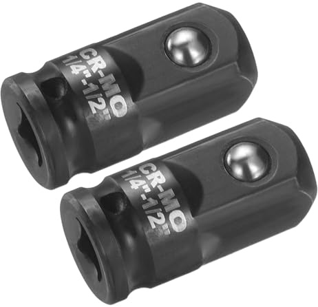 sourcing map 2pcs Impact Socket Adapter 1/4 Female to 1/2 Male Square Drive Increaser Standard SAE CR-MO Steel Converter Impact Driver Ratchet Wrench Breaker Bar Conversion, Black