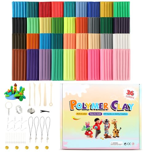 Set de polymer clay – 36 colores de arcilla polimérica para hornear, con 5 herramientas de modelado y accesorios, kit de arcilla polimérica ideal para DIY, esculturas artísticas y decoración