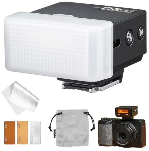 Godox iT20-R TTL Mini-Blitz für Ricoh GR III mit IT20DF-Diffusor, kompakter Aufsteckblitz IT20R, P-TTL-kompatibel, per USB-C aufladbarer Akku, magnetische Farbfilter inklusive