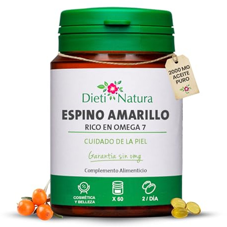 Espino Amarillo 2000 mg – 60 Perlas | Aceite de Semillas de Hippophae Rhamnoides | Omega 7 Natural, Vitamina E y Ácidos Grasos | Belleza, Piel y Mucosas | Complemento Alimenticio Dieti Natura (3)