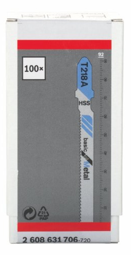 Bosch 100x Stichsägeblatt T 218 A Basic for Metal (für Stahlbleche, Professional Zubehör Stichsäge)
