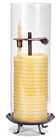 Candle by the Hour 80 Stunden Kerze mit Glaszylinder Umweltfreundliche, natürliche Bienenwachskerze mit Baumwolldocht, Metall, gelb, Candle with Glass Cylinder