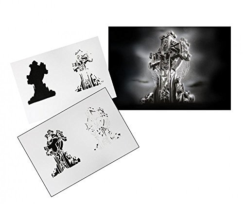 UMR-Design AS-115 Friedhof Kreuz Airbrushschablone Step by Step Grösse L