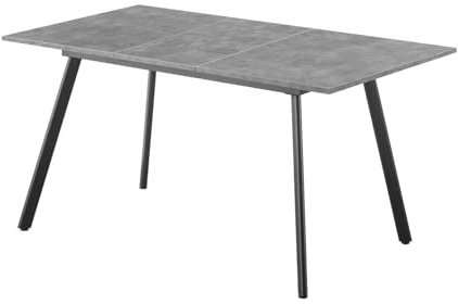 B&D home Esstisch MARA, ausziehbar 120-160x80 cm 4-6 Personen Küchentisch Holztisch mit Metallgestell für Esszimmer, Küche, skandinavisch modern Design, Beton Optik, 11201-FS-BETO