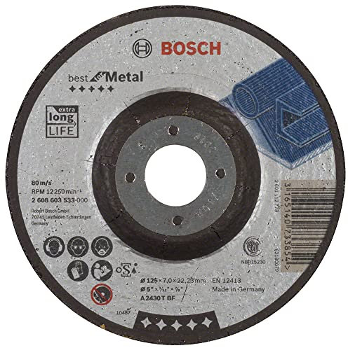Bosch Professional 1x Schruppscheibe Gekröpft Best for Metal (Stahl, A 2430 T BF, Ø 125 mm, 7.0 mm, Zubehör Winkelschleifer)