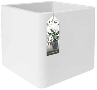 elho Pure Soft Brick 40 - Blumenkübel Groß für Innen & Außen - Pflanzentopf groß Draußen - Ø 39.0 x H 39.0 cm - Weiß/Weiss