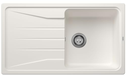 BLANCO SONA 5 S | Granitspüle aus SILGRANIT weiß | [86x50x20,2 cm] | für 50 cm breite Unterschränke | Reinigungsfreundliche Öberfläche | Großes Becken | reversibel