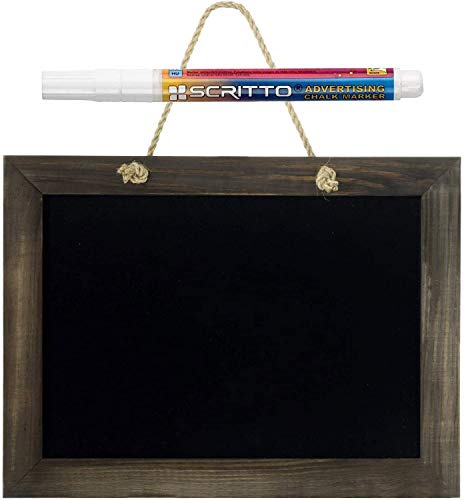 KDS® Kreidetafel MEDAN Wandtafel mit Kordel 40x30 cm Tafel Wandtafel Memotafel Echtholz braun inklusive Kreidemarker weiß