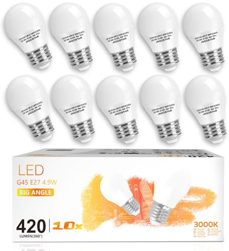 Aigostar E27 LED Lampe 5W, Warmweiss 3000K, 420 Lumen, Lampe G45 Leuchtmittel E27 LED Birne, 230 Grad Abstrahlwinkel, Nicht Dimmbar - 10er Set