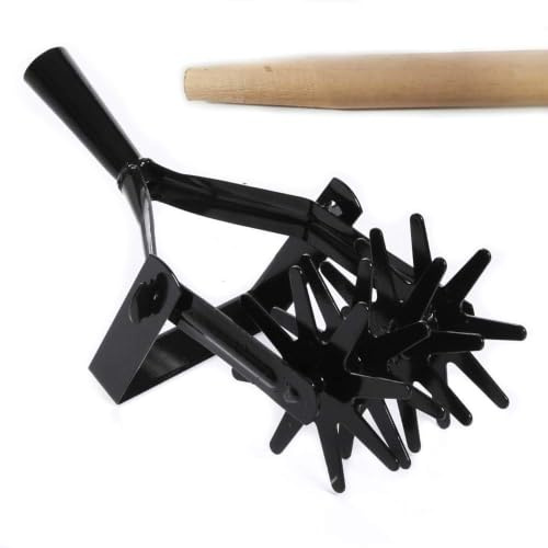 rg-vertrieb Kultivator Sternfräse mit Stiel 130cm – Bodenkrümler 4-Sterne Schwarz, Rollhacke mit Jätemesser, Gartenfräse Manuell, Bodenlüfter zur Bodenlockerung (Arbeitsbreite 14cm)