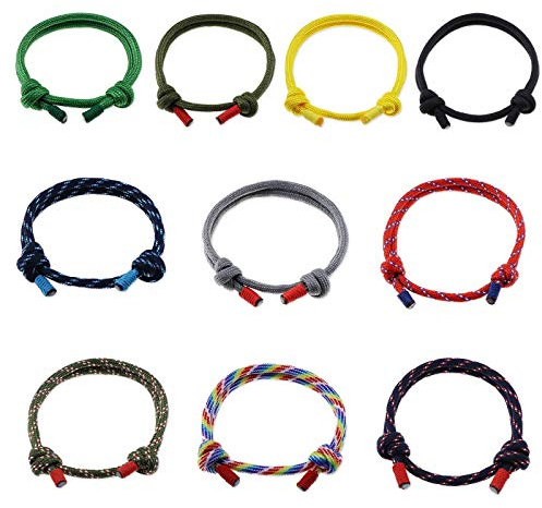 YINETTECH 10pcs Mehrfarbige Nautische Geflochtene Seil Schnur Surfer Armbänder Set Sortierte Handgemachte Einstellbar Unisex