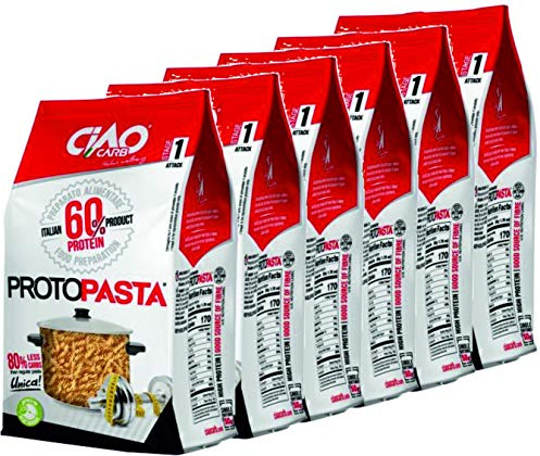 Pasta Proteica Fusilli 6 confezioni (6 x gr 200) Altissimo Contenuto di Proteine (60%) Ciao Carb
