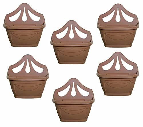 HOMION 31cm Venetian Wall Planter Hanging Basket Flower planter Plastic (TERRACOTTA, 6 BASKETS)