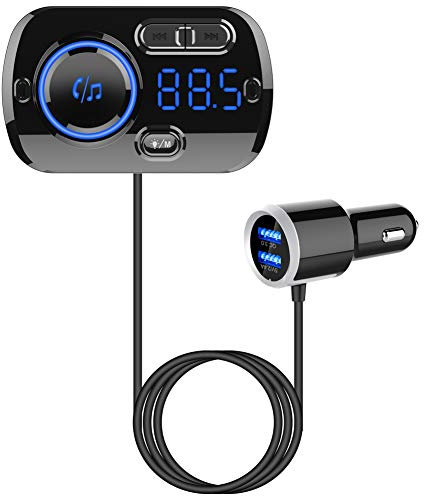 Gooinng Bluetooth FM Transmitter for Car, Wireless Radio Adapter Car Music Player Receiver with Bluetooth FM Frequency Support Hands Free Call,Charger Dual USB Port,TF Card/AUX