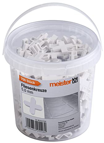 Meister Lot de 700 Entretoises en Polypropylène Robuste de 5,0 mm - Blanc - Accessoires pour Carrelage/Aide à la Pose/Croix Articulée - 4427200