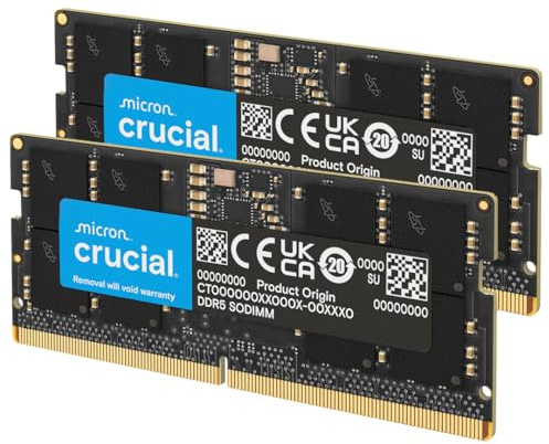 Crucial DDR5 RAM 16GB Kit (2x8GB) 4800MHz SODIMM, Laptop Computer Memory, Mini PC, CL40 - CT2K8G48C40S5