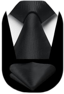 HISDERN Krawatten für Herren Hochzeit Krawatte mit Einstecktuch Klassisch Plaid Hahnentritt Business Krawatten & Taschentuch Set