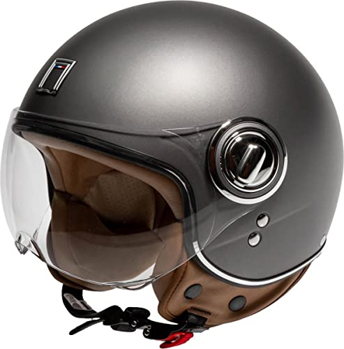 Nox Trendiger Jethelm für den Roller - Fashionhelm für den Roller - Scooterhelm - Schnorchelhelm - Titanium Mat XS (M)