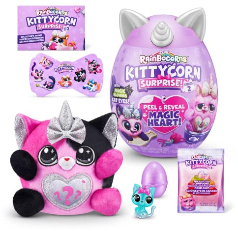 Rainbocorns Kittycorn Surprise Series 2, Kalico Cat Mozie - Samlarobjekt Plysch - 10 överraskningar att packa upp, skala av och avslöja hjärta, klistermärken, Åldrar 3+ (Calico Cat)