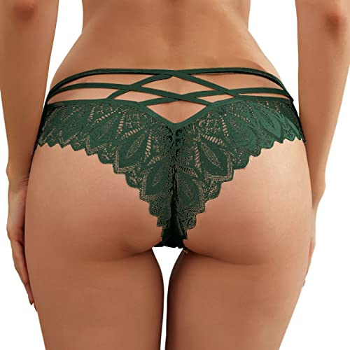 XIUH String Ficelle Élastique Femme Slip Thong Ouvert Sexy Chic Dentelle Coquine Hot Tanga Culotte Hipster Érotique Nuisettes Transparente Culottes