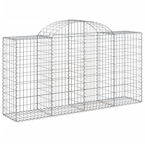 vidaXL Paniers à gabions arqués 3 pcs 200x50x100/120 cm fer galvanisé, gabion, cage de gabion, panier de mur de gabion, mur de gabion