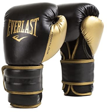 Guanti da Boxe Everlast Powerlock 2R 16oz Oro/Nero per sacco, colpitori e sparring, supporto polso Turnback avanzato, imbottitura a 4 strati e presa ergonomica - Originale Everlast