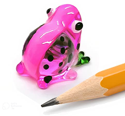WitnyStore Tiny ¾ Inch Pink Black Dotted Short Face Frog Figurine - Miniature Hand Blown Glass Poison Dart Frogs Amphibian Animals Colorful Small Crystal Decorative Collectible Figures Décor Gifts